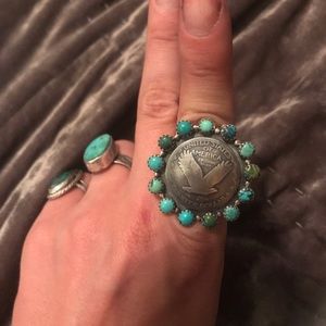 SOLD New Mexican turquoise and silver ring size7
